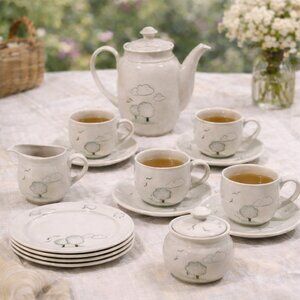 WINTERLING Roslau Bavaria Porcelain Tea Set 16 pcs | Trees Clouds | Minimalist